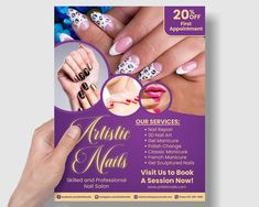 Nail Art Poster Design, Nails Flyer Design, Nail Flyer Ideas, Nail Salon Marketing, Nail Salon Flyer, Nail Salon Business, Nail Parlour, Gel French Manicure, Sculptured Nails