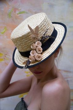 Lets go to the Beach Coco Nucifera Straw Skimmer Sailor Hat Women Hats Fashion, Fedora Hat Women, Sailor Hat, Millinery Hats, Charlie Chaplin