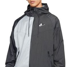 The Nike Sportswear Sport Essentials+ Windrunner Jacket Fuses 2 Unique Fabrics To Create A Fashion Fusion. White Sports Windbreaker With Reflective Details, White Hooded Windbreaker For Gym, Nike Functional Windbreaker For Sports, Nike Nylon Track Jacket For Athleisure, White Nylon Track Jacket With Moisture-wicking, White Sporty Windbreaker With Reflective Details, Casual Moisture-wicking Windbreaker For Running, Urban Moisture-wicking Windbreaker For Gym, Nylon Moisture-wicking Track Jacket