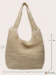 Bird in Bag - Classic Solid Color Straw Hollow Shoulder Bag: Multi-purpose Travel Storage Tote, Vintage Style Womens Large Capacity Bag for Casual Commuting, Shopping, and Beach, Fashionable Boho Design, Convenient Handbag Satchel for Vacation Large Summer Travel Shoulder Bag, Beige Large Capacity Pouch Straw Bag, Casual Large Beach Bag, Large Rectangular Shoulder Bag For Summer, Beige Portable Bags For Daily Use, Large Rectangular Summer Shoulder Bag, Casual Large Shoulder Bag For Travel, Large Size Beige Bags, Large Summer Shoulder Bag For Daily Use