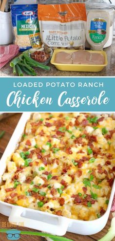 loaded potato ranch chicken casserole with green beans and ham