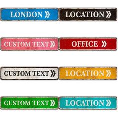 four different colored labels with the words location, location and location written in each one