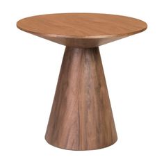 a round wooden table on a white background