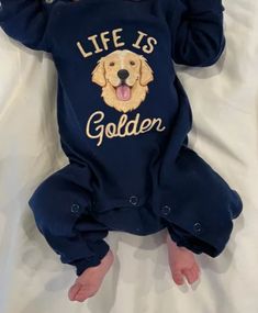 Onesie ideas! Our infant loved this golden retriever themed onesie. It was so soft and cute! Click through for the link. Children's Fashion, Kids outfits, baby onesies Onesie Ideas, Life Is Golden, Golden Retriever Baby, Children's Fashion, Baby Outfits, Fashion Kids, Childrens Fashion, Golden Retriever