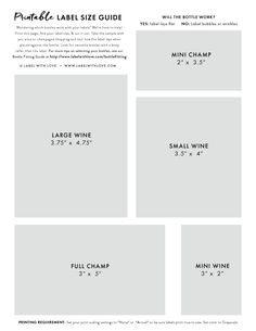 the printable label size guide for wine bottles