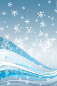 snowflakes and waves on a blue background