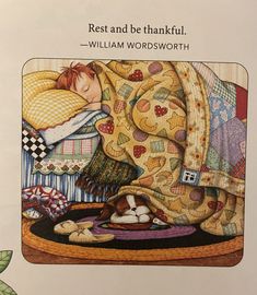 a children's book with an image of a child sleeping in bed and the title rest and be thank