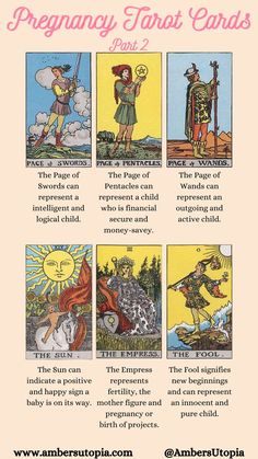 Pregnancy within the tarot is actually showcased within many of the cards, and the cards around and associated with them can add to the idea that pregnancy may be in the near future.

Here is a list of tarot cards I personally believe can indicate pregnancy and can clarify each other very well.

#tarotpregnancy #tarotcards #pregnancywithintarot #pregnancytarotcards Fertility Tarot Spread, Tarot Tutorial