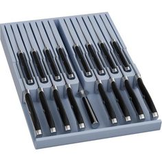 a set of seven black and silver tools