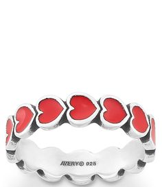 From James Avery&#x2C; this ring features:  Sterling silver&#x2C; red enamelFeatures hand-enameled red heartsComplete the look with the matching red Enamel Scalloped Heart CharmAvailable in whole and half sizes 4-10Approx. 0.1875" WNot available for ring sizingMade in the USA. Red Enamel Jewelry For Anniversary, Heart-shaped Enamel Ring For Anniversary, Valentine's Day Enamel Heart Ring For Anniversary, Adjustable Red Enamel Rings, Red Adjustable Heart Ring For Valentine's Day, Adjustable Red Heart Ring For Valentine's Day, Red Heart Ring, James Avery Rings, Connected Hearts