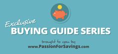 a piggy bank sitting on top of a blue background with the words, buying guide series