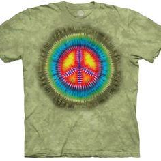 Do You Love Peace? Be At One With Your Inner Self With This Peace Adult T-Shirt From The Mountain! ~ Classic Style Pre Shrunk Mottle Dye Adult Unisex T-Shirt With A Generous Cut. Each One Is Unique! ~ Made From 100% Heavy Weight Cotton. 100% Irresistible. ~ Features Amazingly Realistic Graphics And Vibrant Colors. ~ Machine Washable And Can Be Ironed Over. Designs Will Not Fade Or Crack. Condition - Brand New! Unused In Perfect Condition. Tie Dye Green, Love Spiritual, Feelin Groovy, Mountain Outfit, Rainbow T Shirt, Hippie T Shirts, T Shirt Company, Mountain Shirt, New Years Shirts