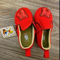 Brand New Never Worn Red Gummy Bear Slip-On Vans Red Vans Skate Shoes For Sports, Bear Shoes, Red Vans Skate Shoes, Vans Red, Shoes Vans, Gummy Bear, Gummy Bears, Shoes Color, Wearing Red