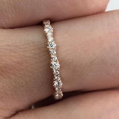 Diamond Wedding Band in 14K Pink GoldEtsy Wedding Band Different Size Diamonds, Vintage Rose Gold Wedding Band, Rose Gold Wedding Band Set, Small Diamond Wedding Band, Non Traditional Engagement Ring, Yellow Diamond Wedding Band, Women’s Wedding Bands, Wedding Band With Stones, Wedding Band Ideas For Women