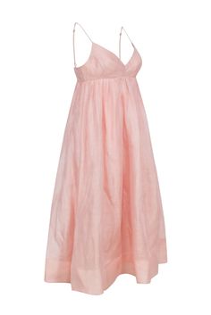 This Blush Pink flowy midi dress by Zimmermann is the perfect pick for your next summer wedding! With a delicate silk and linen blend, and a smocked back for a touch of texture, you can't go wrong with this one! Style it with strappy heels and a clutch for a femme, flirty finish. Let the compliments flow! Size 8 (Z 2) Shell 52% Linen, 48% Silk Lining 100% Cotton Invisible zipper back with hook and eye closure Smocked back Adjustable sleeveless straps Two slip pockets Bust 38" Waist (lining side) Airy Spring Midi Dress For Daywear, Flowy Summer Bridesmaid Midi Dress, Summer Flowy Midi Bridesmaid Dress, Flowy Summer Midi Dress For Bridesmaids, Summer Bridesmaid Sundress Midi Dress, Summer Bridesmaid Maxi Dress With Smocked Back, Summer Wedding Midi Dress With Smocked Back, Summer Midi Dress With Smocked Back For Wedding, Linen Dresses With Smocked Back And Spaghetti Straps