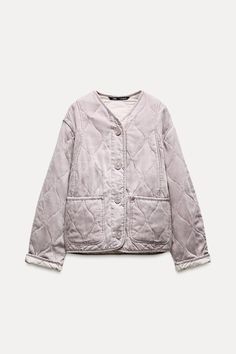 QUILTED JACKET - Light mauve | ZARA United States Quilted Jacket Street Style, Zara Puffer Jacket, Trench Coat Dress, Light Mauve, Cardigan Sweater Vest, Linen Suits, Quilt Jacket, Puffer Jacket Women, Cardigan Sweater Dress