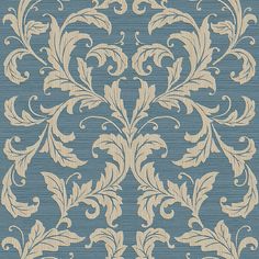 Sample Nordic Elements Damask Wallpaper in Blue Wallpaper In Blue, Nordic Interiors, Pearl Wallpaper, Antique Wallpaper, Sophisticated Decor, Wallpaper For Sale, Scandi Design, Damask Wallpaper, Wallpaper Online