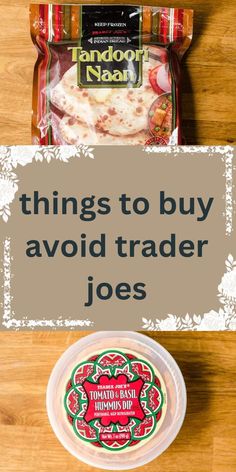 a bag of trader joes sitting on top of a table next to a bowl of food