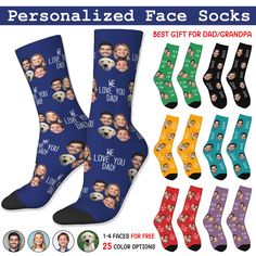 🎁You can put pictures or words on this sock to give it a unique meaning! Want a unique gift that brings a smile? Our custom face socks are perfect for you! Its unique design can be the perfect showcase for your mind, whether it's for a special occasion or just to add a little extra fun to your everyday outfit, these socks are sure to stand out. The unique gift will surprise the recipient and you can give it as a birthday, Valentine's Day, Christmas, anniversary, wedding, bachelor party gift to friends, partners. This will be the best gift for your loved ones. 🛒ALL YOU GONNA DO: 1. Choose the style/size/color... 2. Add to cart & checkout 3. Send the high-quality picture to us through Etsy message. 3. WE WILL DO THE REST. ❗To complete the production and delivery of the product as soon as p Fun Black Socks As Gift, Funny Letter Print Socks As Gift, Funny Letter Print Socks Gift, Novelty Multicolor Socks As A Gift, Funny Blue Socks For Gift, Cheap Funny Socks For Gifts, Funny Multicolor Socks For Gift, Face Socks Custom, Funny Multicolor Socks For Gifts