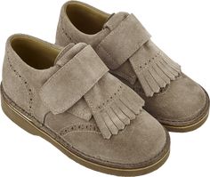 A pair of boy brogue shoes crafted from 100% suede uppers, cushioned leather insoles and rubber outer soles. This stylish design is complete with tassels and cut out detail. Boots With Tassels, Shoe Crafts, Tassel Dress, Christmas Green, Brogue Shoes, Velcro Straps, Stylish Design, Suede Leather, Tassels