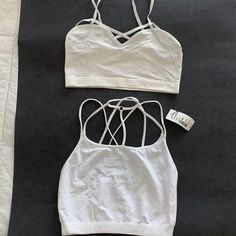 Set Of Two Bralettes/Sports Bras. Wear Under Blazer, With Fitness Gear Or Paired With Jeans Or Cargos. Casual Sports Bra With Straps For Summer, Casual Summer Sports Bra With Straps, Spring Sports Tops With Straps, Casual Sports Bra With Straps For Spring, Sporty Strappy Sports Bra For Summer, Sporty Strappy Tops For Summer, Summer Casual Strappy Sports Bra, Summer Sporty Strappy Sports Bra, Sporty Strappy Summer Tops