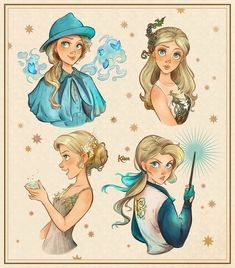 the four princesses are depicted in this drawing