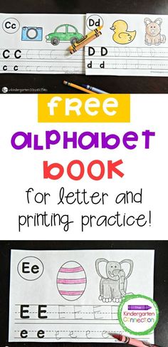 the free alphabet book for letter and printable practice