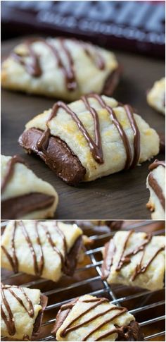 chocolate covered pastry sitting on top of a cooling rack