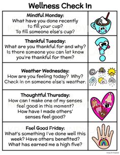 a checklist with words and pictures to help students understand what feelings are in their hands