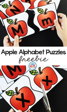 apple alphabet puzzles for pre - k students to practice their handwriting and number recognition skills