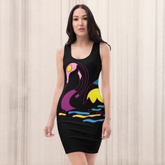 Thank you for choosing to shop with us 🙏 Fashion Art Dress, Sublimation Cut & Sew Dress, Fitted Dresses For Women Make a statement and look fabulous in this all-over printed, fitted dress.  📌 Note: This item is print on demand, which means it's printed, prepared and shipped by my production partner in USA. All designs and art work are my own unique designs. Products are shipped from my production partner therefore I don't get to see the finished product prior to despatch. 📌 Please scroll through all pictures to find the size chart and other color options. The product is made for you as soon as you place an order, which is why it takes us a bit longer to deliver it to you.  Making products on demand instead of in bulk helps reduce overproduction, so thank you for making thoughtful purcha Fitted Graphic Print Dresses For Night Out, Black Graphic Print Bodycon Dress For Party, Black Bodycon Dress With Graphic Print For Party, Artistic Fitted Party Dresses, Stretch Multicolor Dress With Graphic Print, Black Graphic Print Bodycon Dress, Black Bodycon Dress With Graphic Print, Black Printed Sleeveless Mini Dress, Fitted Mini Dress With Graphic Print