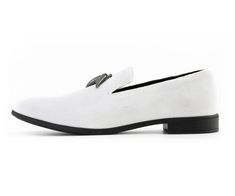 Elevate your style with our luxurious men's velvet smoking slippers. These bold, white velvet slippers feature exquisite embellishments and vibrant colors, making them a standout choice for fashion-forward gentlemen. Perfect for formal occasions or adding a pop of color to your casual look, these show-stopping slippers are a true feast for the eyes. Indulge in the finer things in life and make a statement with these sophisticated and elegant slippers. Velvet upper Non-Leather sole with blocked h Elegant White Loafers For Party, White Round Toe Loafers For Party, White Party Loafers With Round Toe, White Dress Shoes Men, Elegant Slippers, Fantastic Fashion, Tuxedo Shoes, Velvet Design, White Dress Shoes