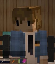 an image of a minecraft character standing in front of a computer screen