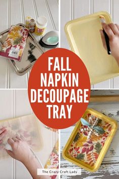 fall napkin decoupage trays are easy to make