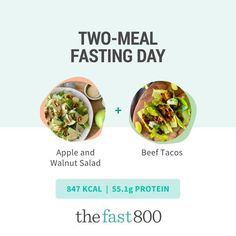 two - meal fasting day with apple and walnut salad + beef tacos the fast 800