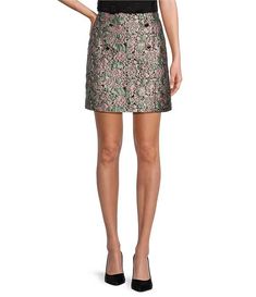 Abbey Glass Jessica Floral Jacquard High Rise Button Front Mini A-Line Coordinating Skirt | Dillard's Floral Jacquard, Dillard's, Skirt Pants, Personal Style, A Line, High Rise, Women Wear, Dress Up, Skirt