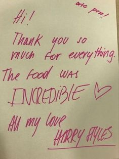 a note written on a piece of paper that says thank you so much for everything