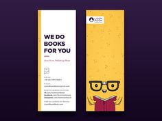 a bookmark with an image of a cat reading a book and the words we do books for you