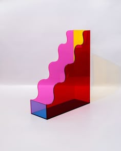 left view of red, pink, yellow and blue acrylic wavy file folder holder Color Blocking Design, Organization Supplies, Play Zone, Preppy Inspo, Mid Century Interior, Colorful Interior, Boho Mid Century, Welcome To My House, Resource Room