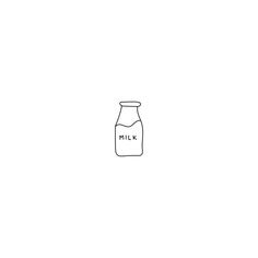 a black and white line drawing of a milk bottle with the word milk on it