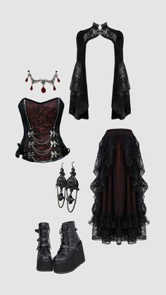 I might make an oc with this fit. #goth #vampire #vamp #gothic #outfitinspo #outfitideas #inspo #outfitcombo Resident Evil Dimitrescu, Dimitrescu Sisters, Make An Oc, Vampire Outfit, Goth Fits, Goth Vampire, Vampire Goth