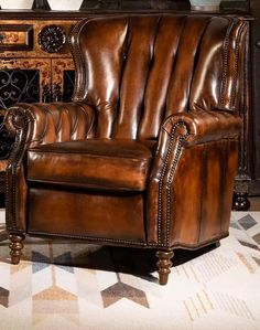 American Made Brambleton Dark Leather Recliner - Your Western Decor Western Living Room Furniture, Adobe Interior, Western Living Room, Western Furniture, Tufted Leather, Warm Tone, Leather Artisan, Leather Recliner, Leather Furniture