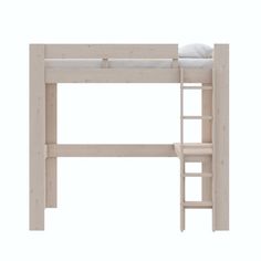 "Same old" won’t pop into your mind when you peek at the kid's loft bed with a desk. A mid-century modern kid’s bed with a multifunctional twist, its solid wood build comprised of spruce, pine, and rubberwood, inset panel work, and naturally rich woodgrain finish will bring style back to your child’s bedroom or guest room. Intended for school-age kids up to 12 years of age, the bed includes an integrated corner desk made from engineered wood that provides a space-saving spot for your child to co Bedroom Desk Ideas, Guest Room Storage, Modern Kids Beds, Kids Loft Bed, Convertible Bunk Beds, Wood Loft Bed, Loft Bed With Desk, Kids Loft, Twin Size Loft Bed