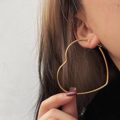 Exaggerate Big Hoop Earring 30-60mm Heart Earrings For Women Stainless Steel Gold Color Hip Hop Big Earing, Fashion Packaging, Big Hoop Earrings, Heart Hoop Earrings, Wedding Jewelry Earrings, Trendy Earrings, Korea Fashion, Rose Gold Color, Jewelry Party