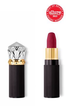 What it is: Christian Louboutin's iconic lipstick that's more than just matte, in a new smaller nomadic format.What it does: More than matte, an ultra-velvety and pigmented matte texture with an easy glide formula that smoothes lips and offers up to 6 hours of wear, 12 hours of hydration and 24 hours of comfort. Christian Louboutin introduces a new, smaller, nomadic format of the iconic lipstick. Encased in a striped black body and crowned with a silvertone and goldtone cap, Rouge Louboutin On T Beauty Regime, Black Lipstick, Cupids Bow, Matte Texture, Smooth Lips, Lip Brush, Velvet Matte, Black Body, Draw Your