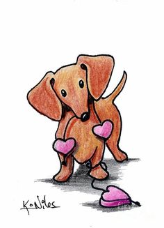 a drawing of a dog with pink shoes on it's feet and the caption that says, i love you