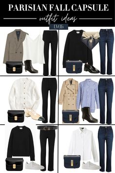 24 classic and timeless pieces to wear this fall and autumn season which are French inspired. Parisian Inspired Fall Capsule, French Fashion Fall 2024, Paris Fall Street Style 2024, French Style Blazer Parisian Chic, French Fall Capsule Wardrobe 2024, Classy Parisian Style, Paris Fits, Capsule 2023, Parisian Street Style