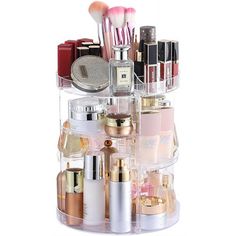 This product perfectly organizes and stores your cosmetics; enables easy access to all of your makeup and products. Hold at least 30 makeup brushes, 20 skincare products and other accessories including lipsticks, nail polish, eyeliner and more cosmetics. Function revolving makeup organizer for your vanity, bathroom, bedroom, dressing room, toilet, table, countertop and desk. Great gift idea for Christmas, New Year, Valentine’s Day, Mother’s Day, birthdays, and many other holidays Rebrilliant | R Diy Perfume Organizer, Makeup Organizer Countertop, Bathroom Amazon, Rotating Makeup Organizer, Cosmetics Display Stand, Clear Makeup Organizer, Makeup Organiser, Dresser Bedroom, Beauty Vanity