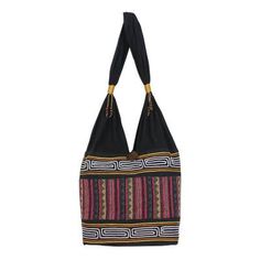 Decorated with sophisticated zigzag motifs and white embroidery this cotton blend shoulder bag by Thai artisan Jiap Rojjana is sure to make a stunning accessory wherever it goes. Accentuated with wood beads and gold-colored threads at the strap the bag opens with a coconut shell button. Inside the bag is completed with a cotton lining and inner zipper pocket. Rectangular Bags With Woven Motifs For Daily Use, Rectangular Bag With Woven Motifs For Daily Use, Rectangular Woven Cotton Shoulder Bag, Market Cotton Woven Shoulder Bag, Cotton Woven Shoulder Bag For Market, Woven Cotton Shoulder Bag For Market, Fair Trade Shoulder Bag For Daily Use, Elephant Bag, Adventure Photography