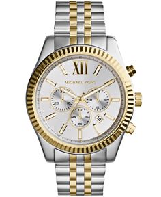 in stock Outlet Michael Kors, Michael Kors Lexington, Mens Chronograph, Gents Watches, Michael Kors Men, Unisex Watches, Classic Watches, Two Tone Watch, Stainless Steel Band